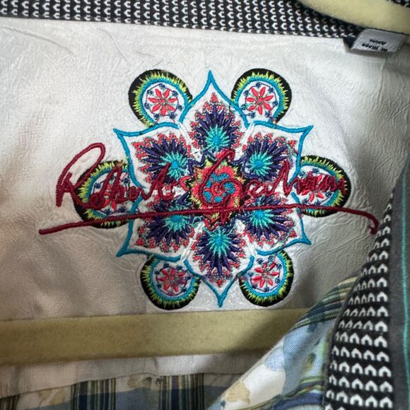 Robert Graham Mens 2XL Shirt Floral Checks Flip Cuff Dress Casual Button-Up - Picture 5 of 7